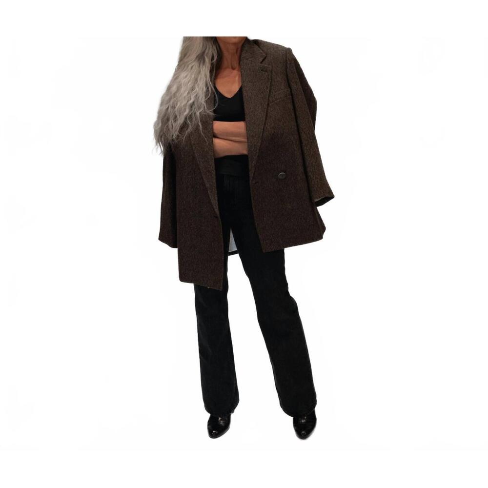 NEW ALYSI maxi blazer coat in chocolate